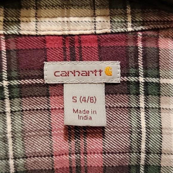 Carhartt Plaid Long Sleeve Flannel Button Down Shirt Size Small - Picture 2 of 7